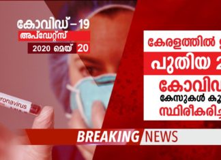 തൃശൂർ ജില്ലയിലെ 2 പേർക്കു കൂടി കോവിഡ് സ്ഥിരീകരിച്ചു; സംസ്ഥാനത്താകെ 24 പുതിയ കോവിഡ് ബാധിതർ..