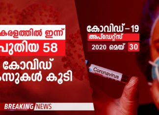 സംസ്ഥാനത്ത് ഇന്ന് 58 പേര്ക്ക് കോവിഡ്; തൃശൂരിൽ 10 പേർക്ക് പോസിറ്റീവ്.