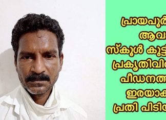 ചാവക്കാട് സ്കൂൾ കുട്ടിയെ പ്രകൃതിവിരുദ്ധ പീഡനത്തിന് ഇരയാക്കിയ കേസിൽ ഒളിവിലായിരുന്ന പ്രതി അറസ്റ്റിൽ..