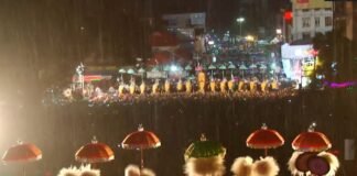 നിരാശപ്പെടുത്താം എന്ന അതി മോഹവുമായി വന്ന മഴയെ തോൽപ്പിച്ച് പൂരപ്രേമികൾ…