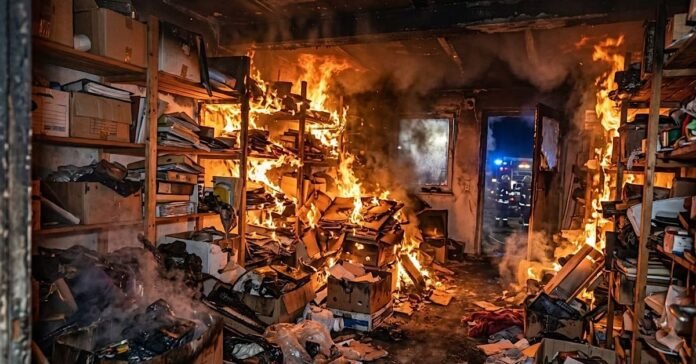 fire guruvayur inside office store room files